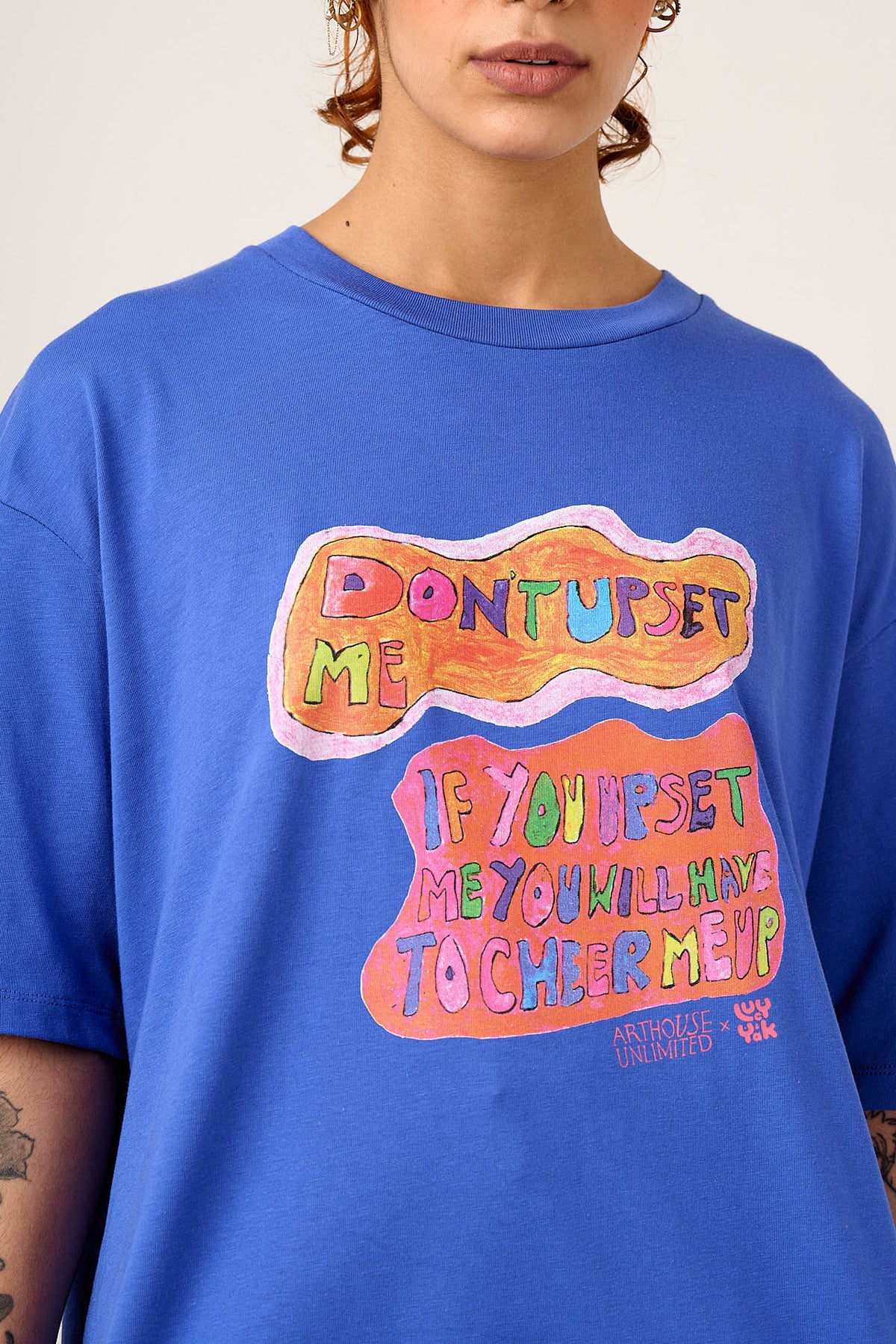 L.E Benny - Oversized Cotton T-Shirt in Arthouse & Yak: Don't Upset Me