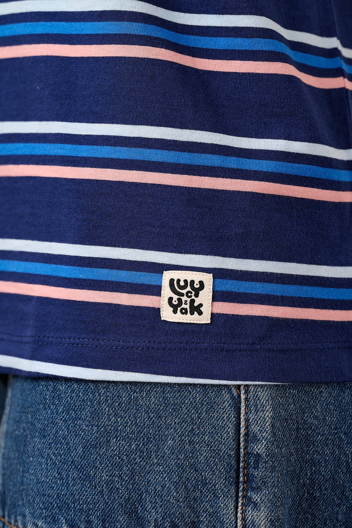 Benny - Oversized T-Shirt Organic Cotton in Blue Cosmic Folk Stripe