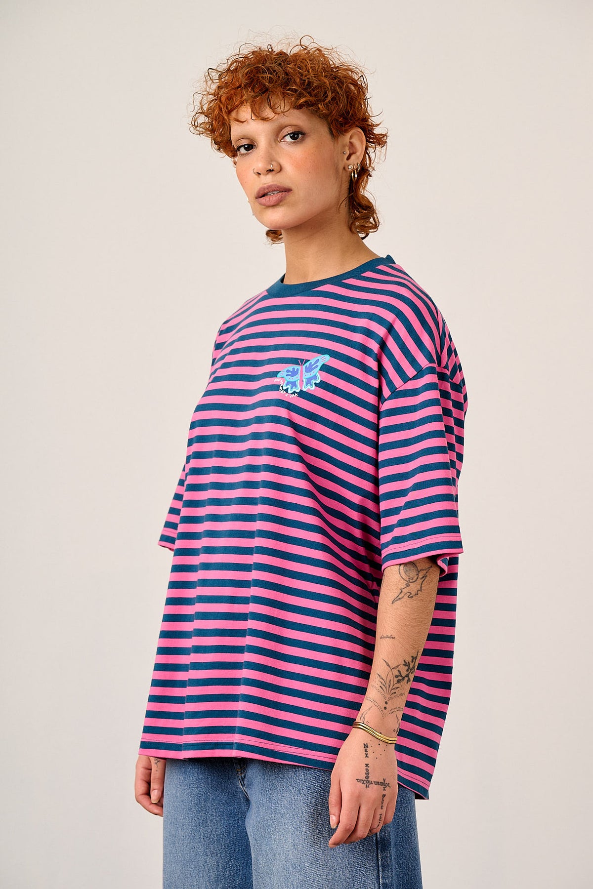 L.E Benny - Oversized T-Shirt - Organic Cotton in Brooke Hornsby & Yak Stripe