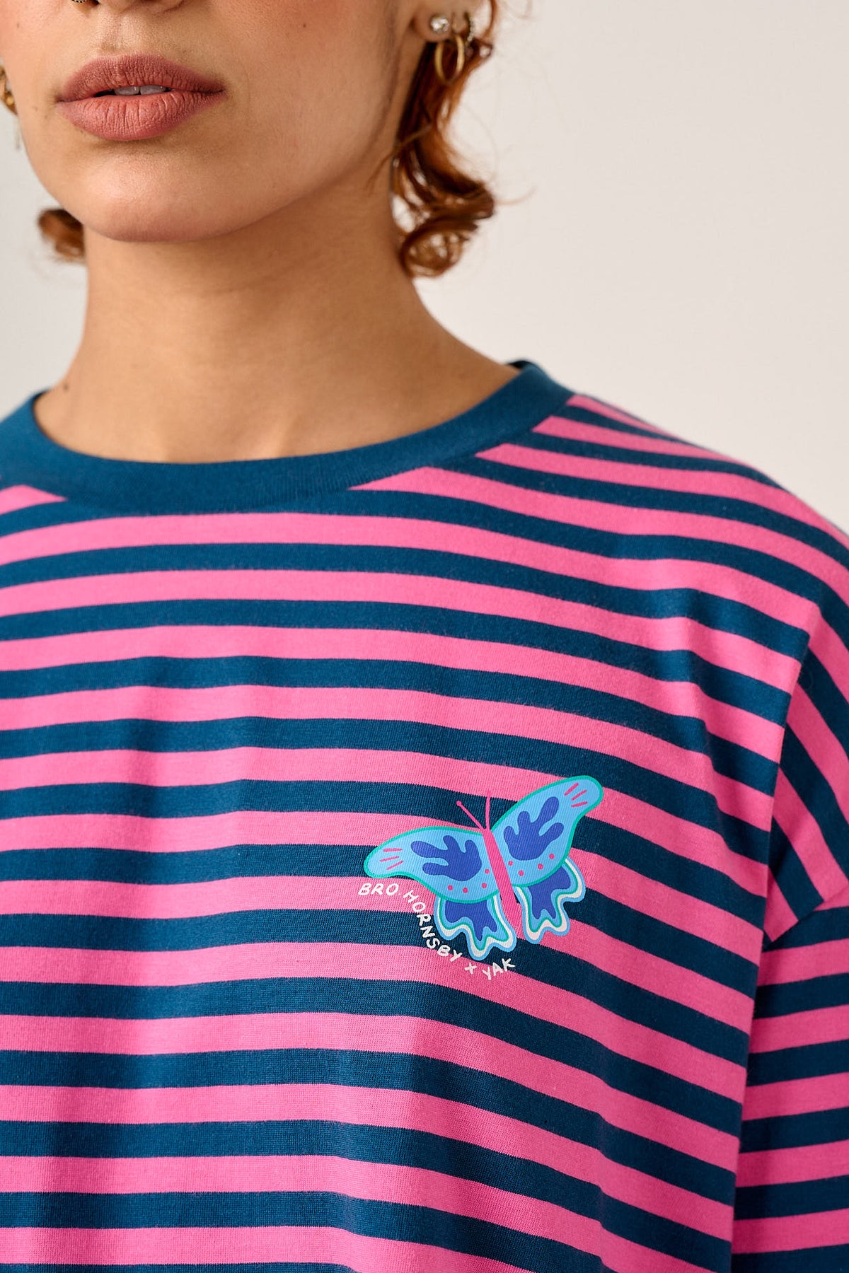 L.E Benny - Oversized T-Shirt - Organic Cotton in Brooke Hornsby & Yak Stripe