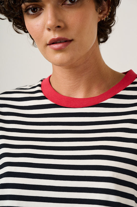 Benny - Oversized T-Shirt Organic Cotton in Black & White Stripe