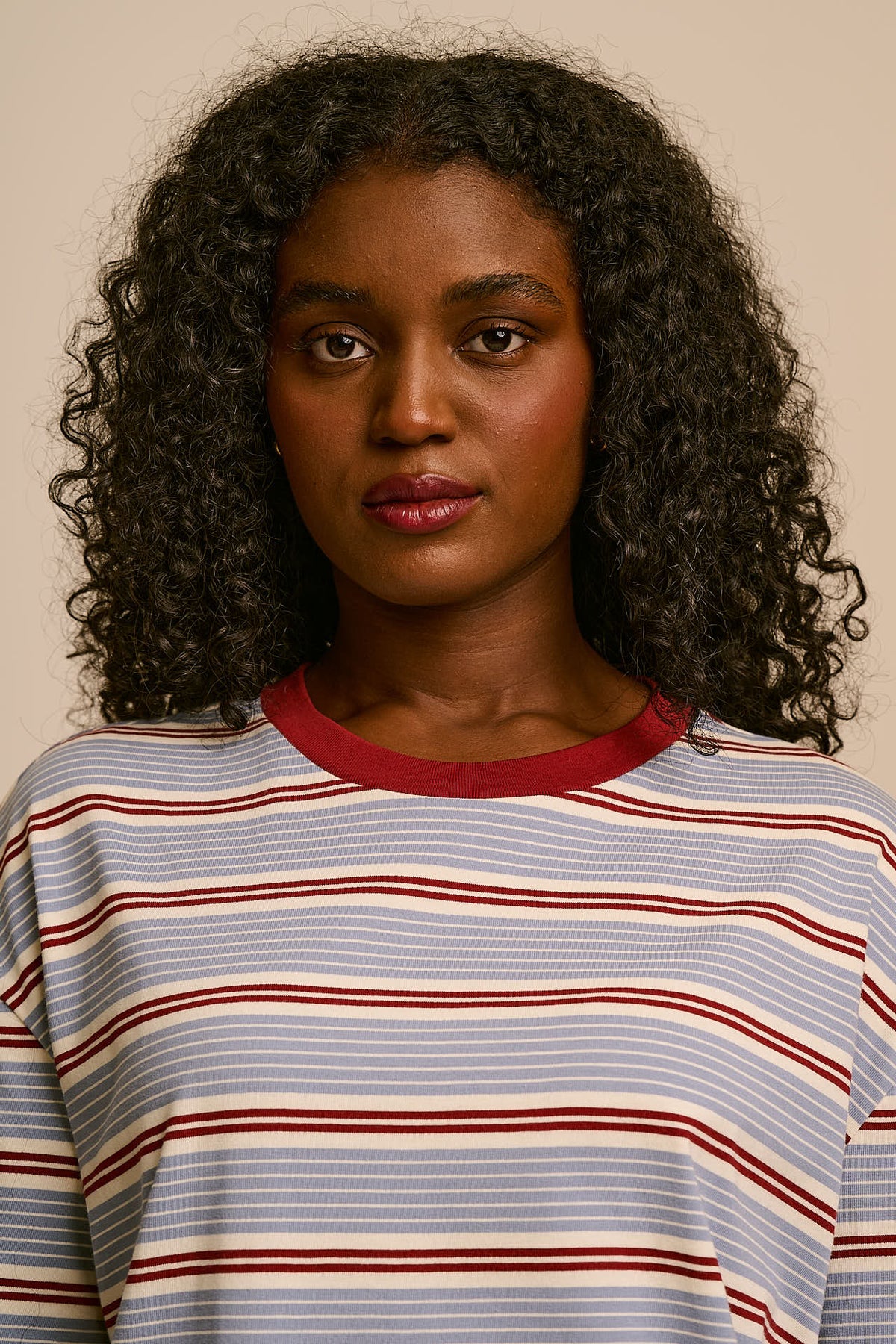 Benny - Oversized T-Shirt Organic Cotton in Blue, Maroon and Ecru Stripe