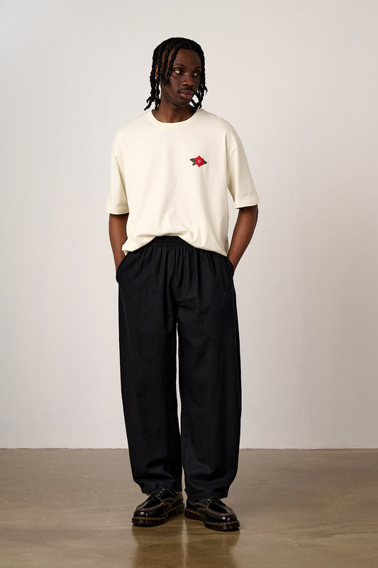 Freddie - Barrel Leg Trousers Organic Cotton in Black