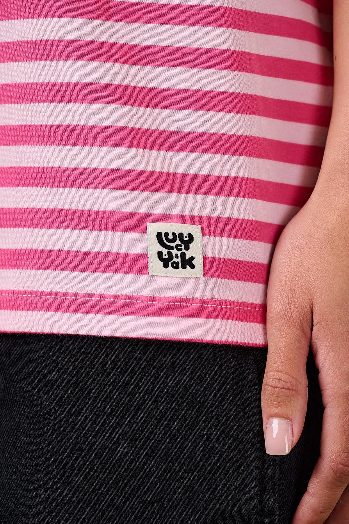 Benny - Oversized T-Shirt Organic Cotton in Pink & Red Stripe