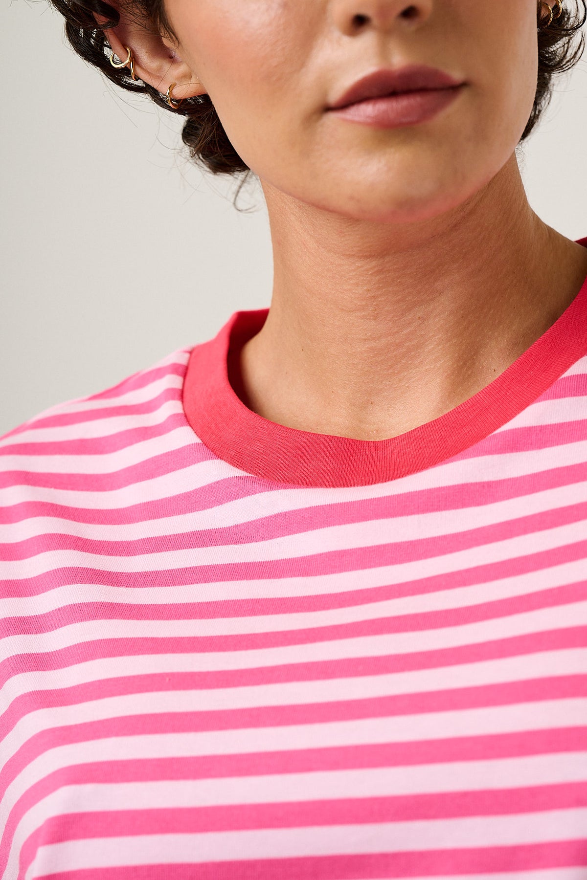 Benny - Oversized T-Shirt Organic Cotton in Pink & Red Stripe