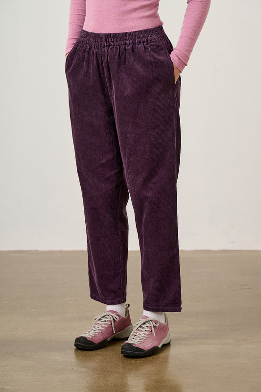 Billie - Organic Corduroy Trousers in Plum Perfect