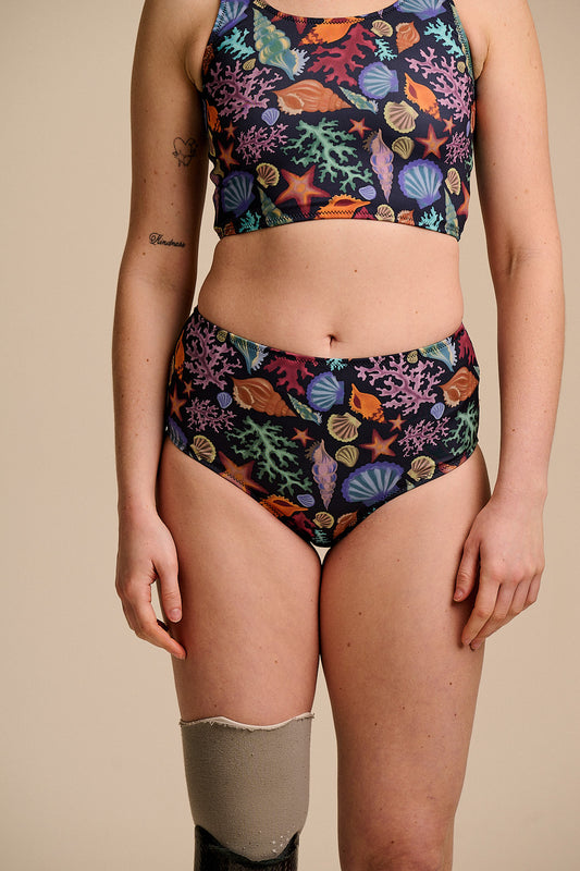 Bronte - High Rise Bikini Bottoms Recycled Polyester in Shell Print