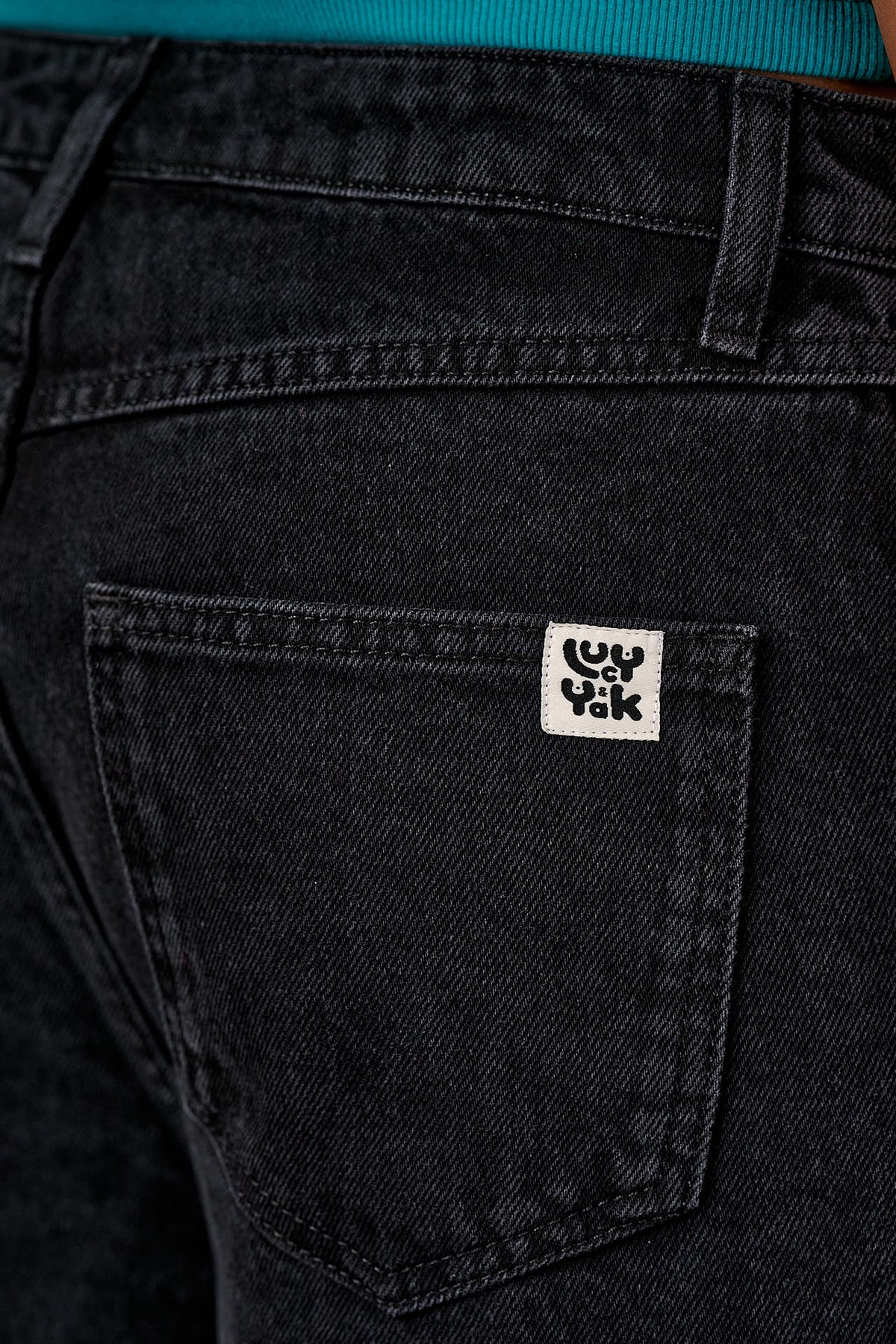 Carter - Wide Leg Jeans Organic Cotton Denim in Washed Black