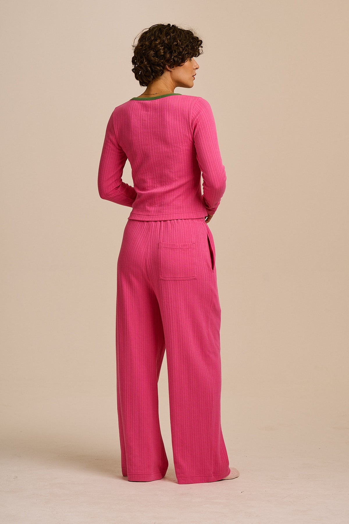 Celeste - Long Sleeve Pyjama in Pink and Green