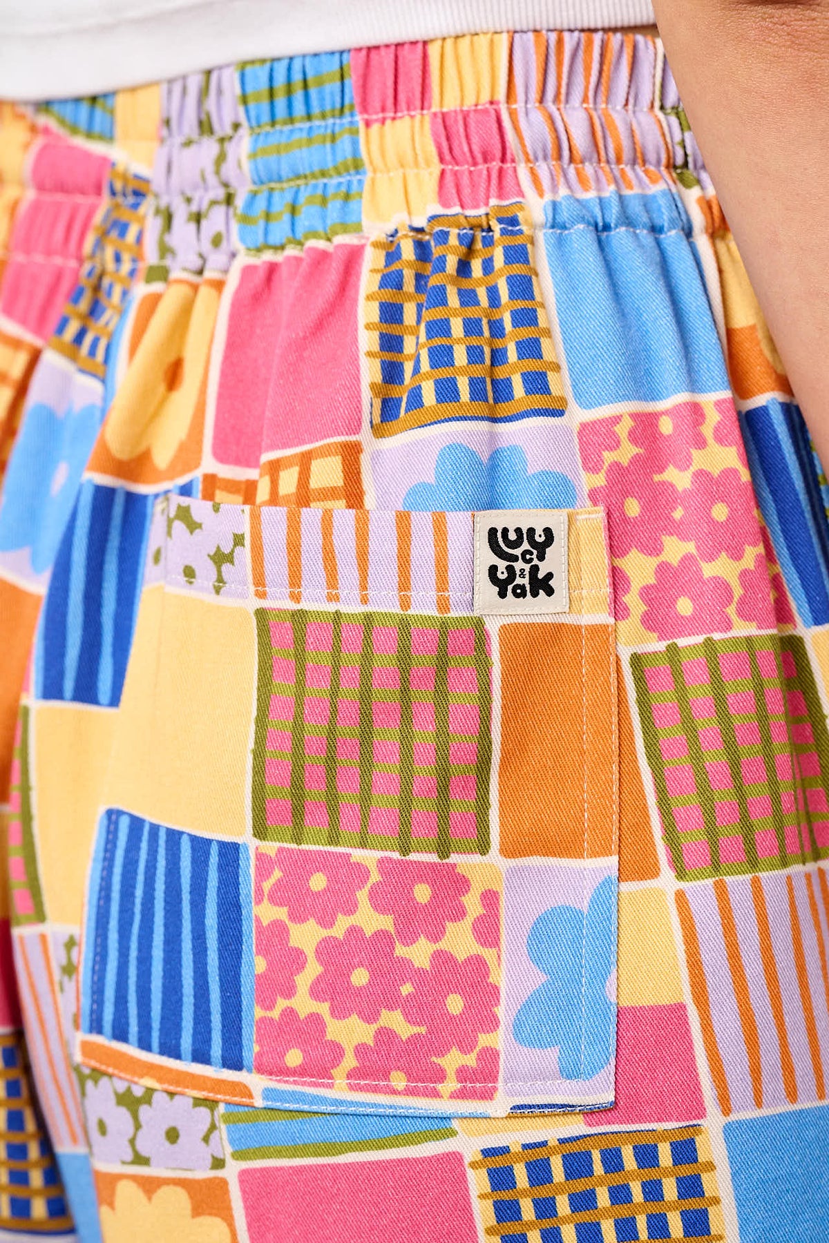Charlie - Cotton Shorts in Floral Checkerboard