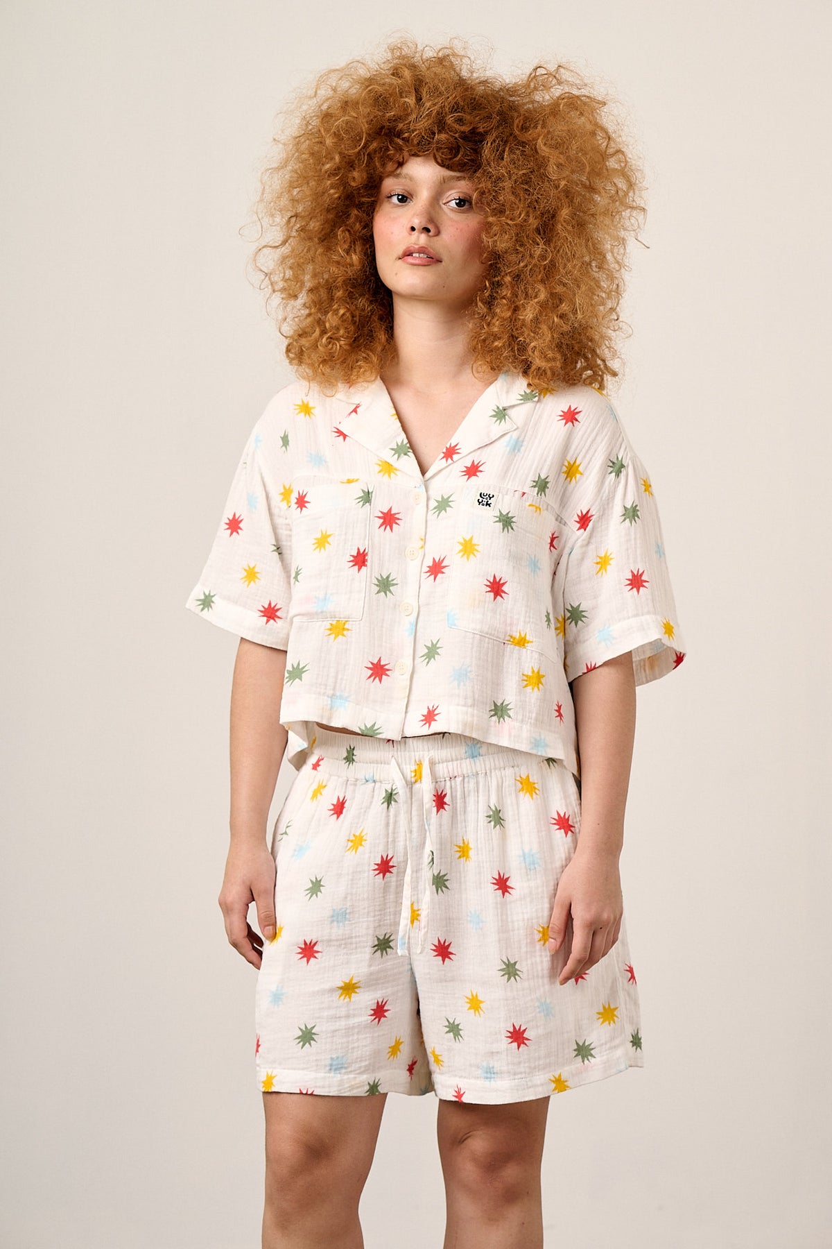 Alfie - Shirt Organic Cotton in Ecru Cosmic Folk Stars
