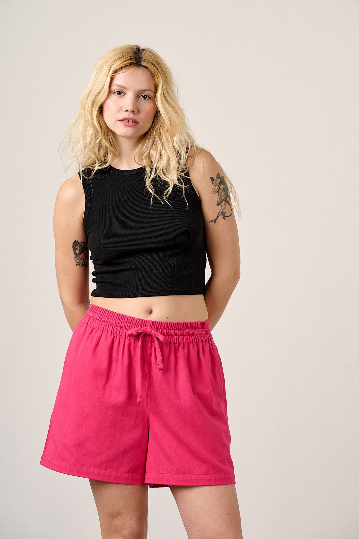 Charlie - Cotton Shorts in Fuchsia Rose