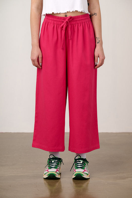 Chuck - Cotton Trousers in Fuchsia Rose