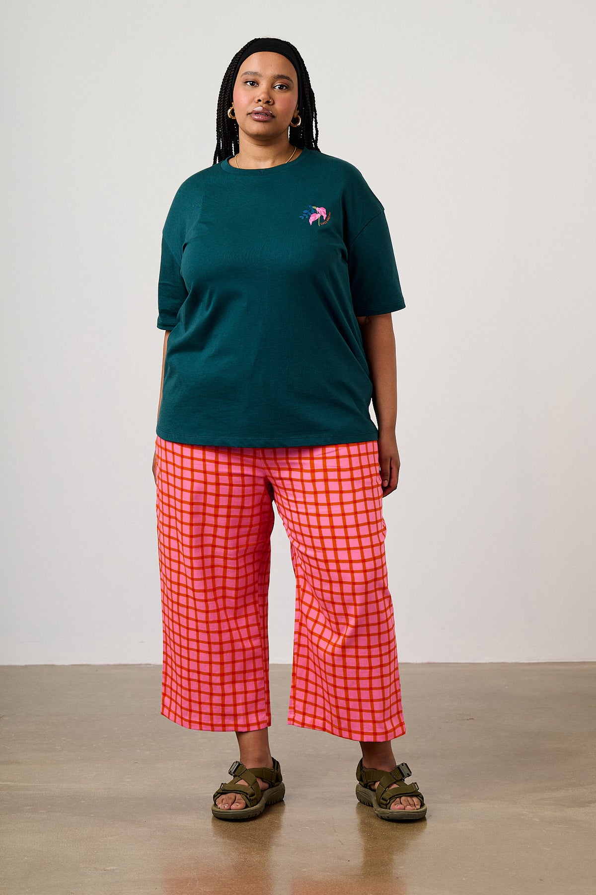 Benny - Oversized T-Shirt Organic Cotton in Green Wild Expression Print