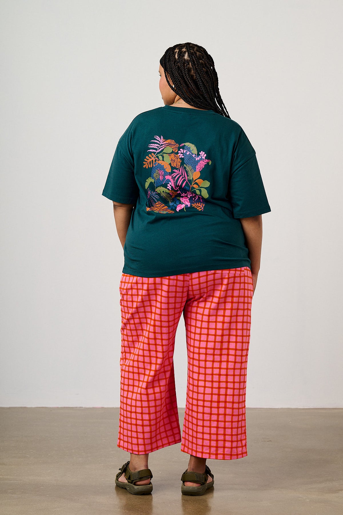 Chuck - Wide Leg Trousers Organic Cotton in Pink & Red Check