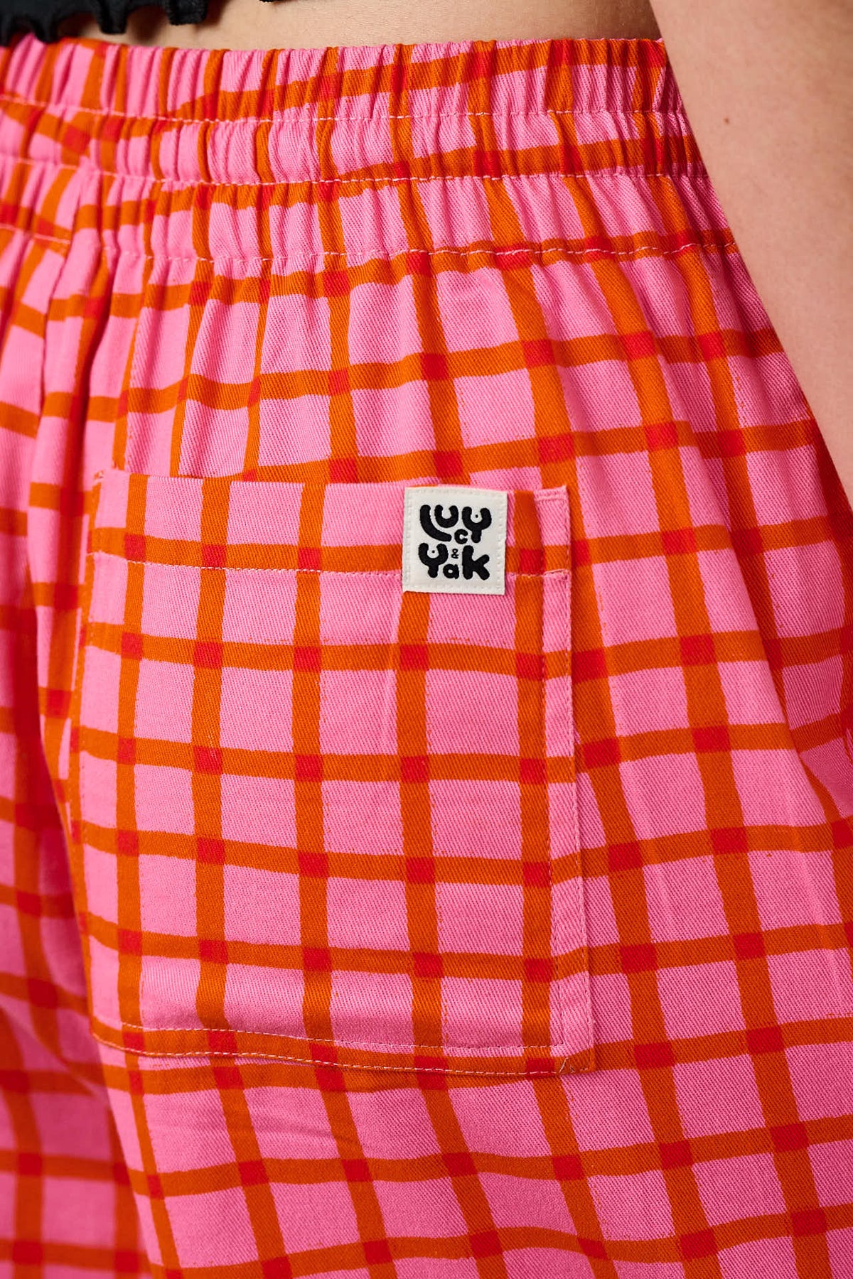 Chuck - Wide Leg Trousers Organic Cotton in Pink & Red Check