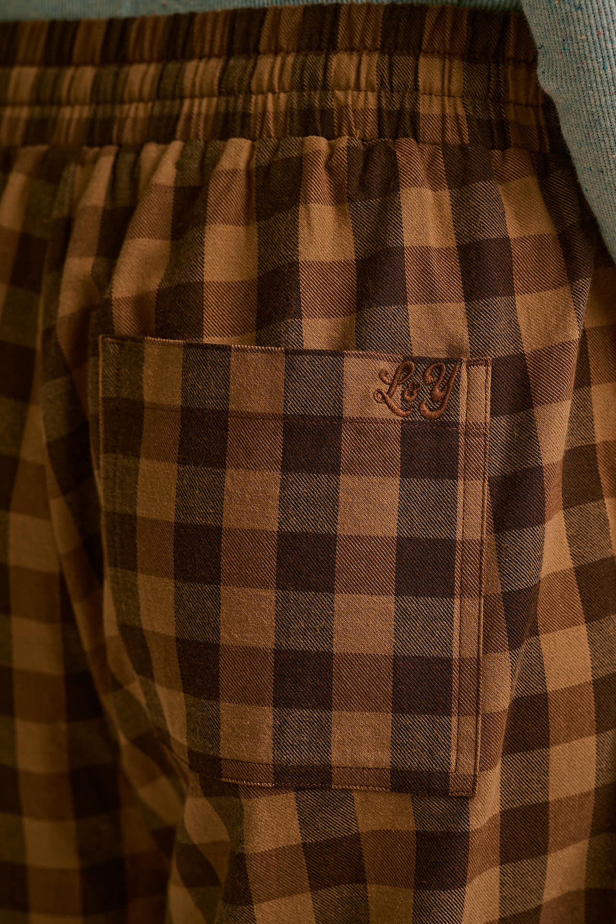 Chuck - Wide Leg Trousers Organic Cotton in Black & Brown Check