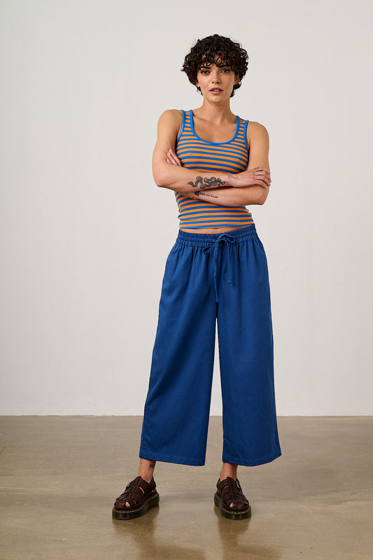 Chuck - Wide Leg Trousers Organic Cotton in Dark Blue
