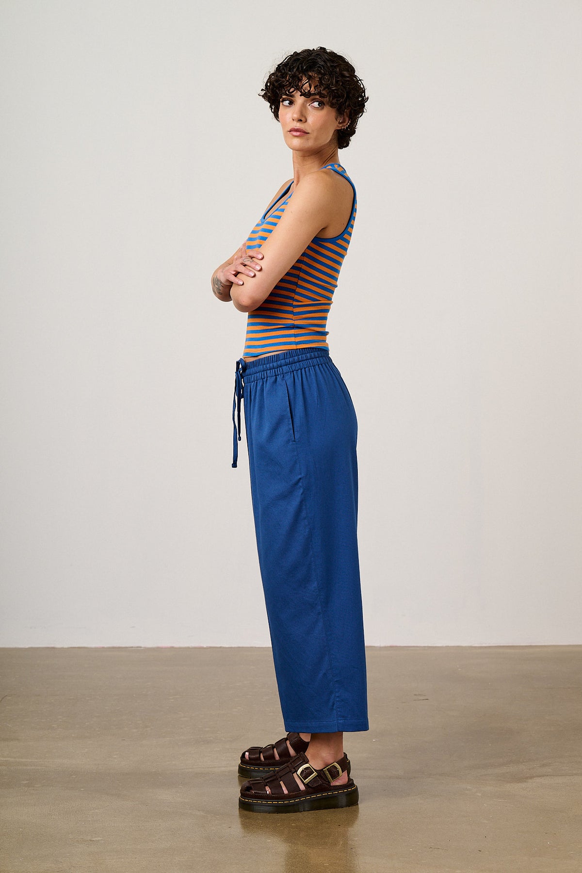 Chuck - Wide Leg Trousers Organic Cotton in Dark Blue