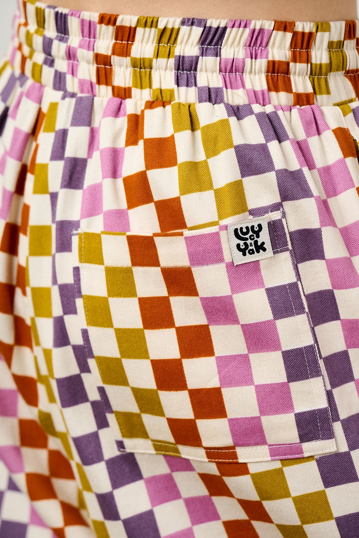 Chuck - Wide Leg Trousers Organic Cotton in Retro Picnic Checkerboard