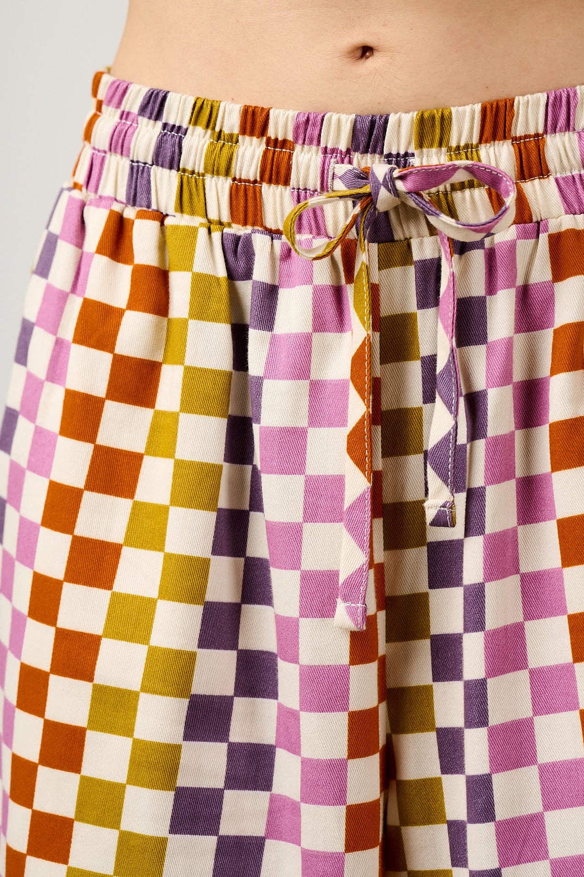 Chuck - Wide Leg Trousers Organic Cotton in Retro Picnic Checkerboard