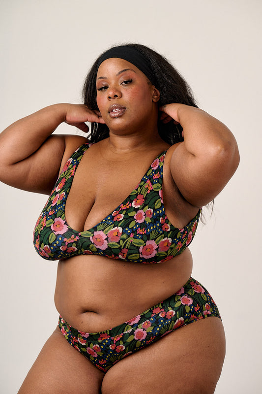 Clover - Bralette Viscose in Black Marie Print