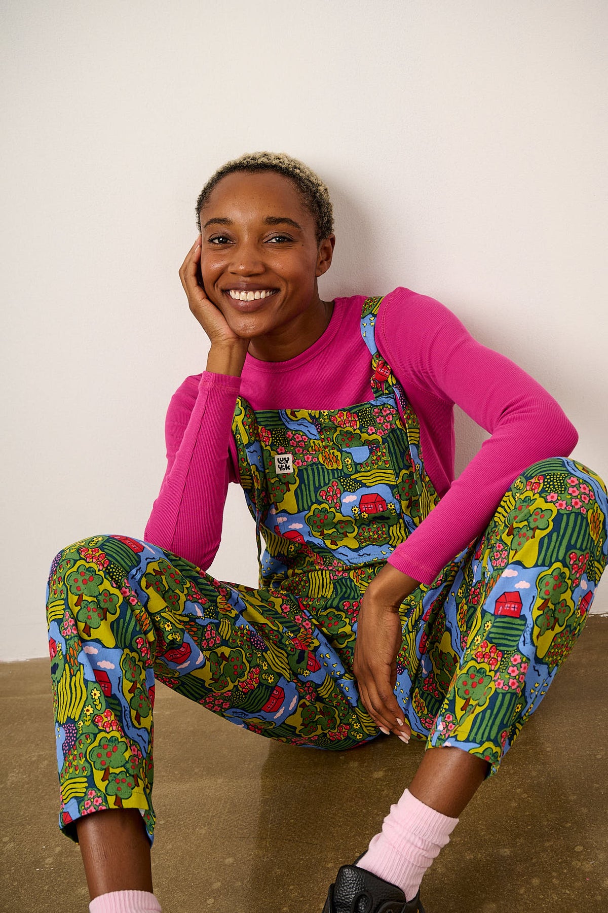 Original - Straight Leg Dungarees Organic Cotton Twill in Farmyard Scene