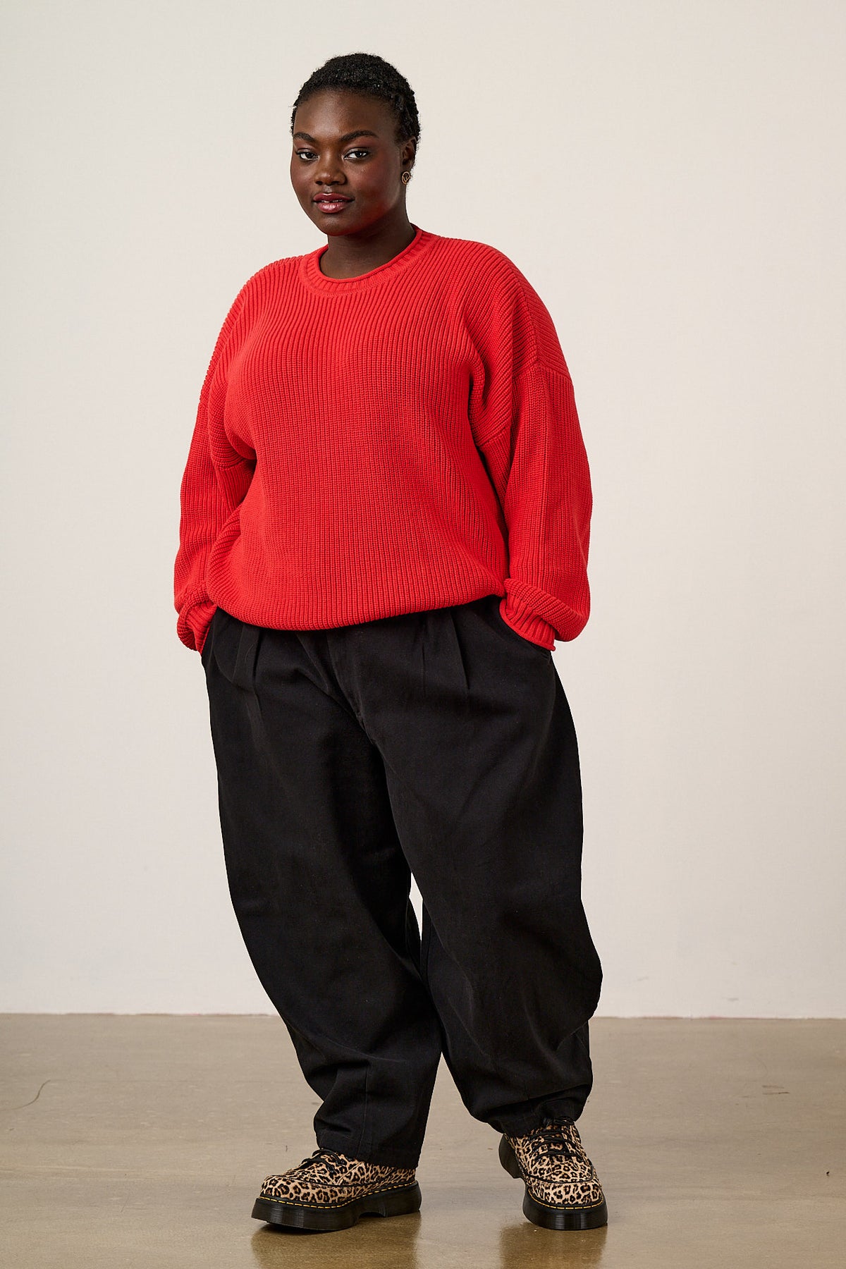 Areum - Oversized Jumper Organic Cotton Knit in Red