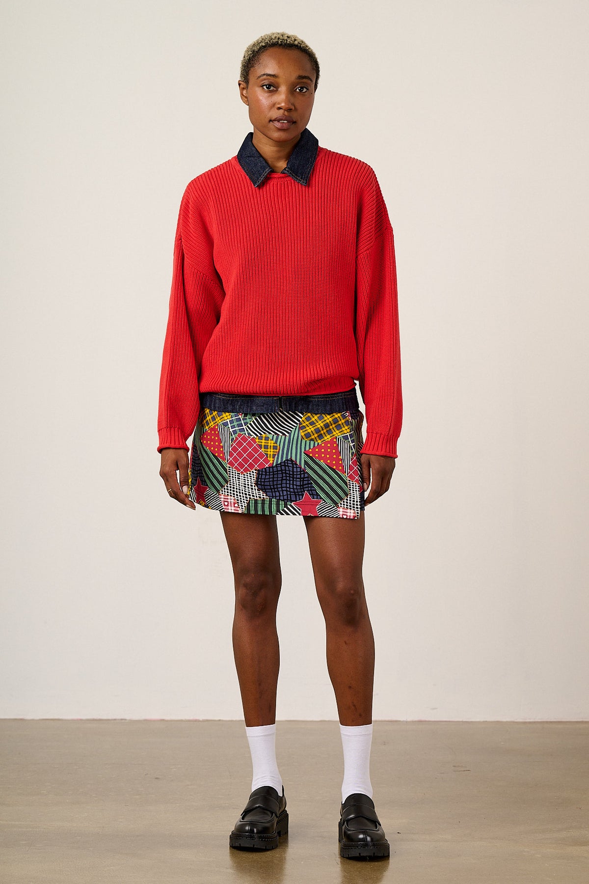 Areum - Oversized Jumper Organic Cotton Knit in Red