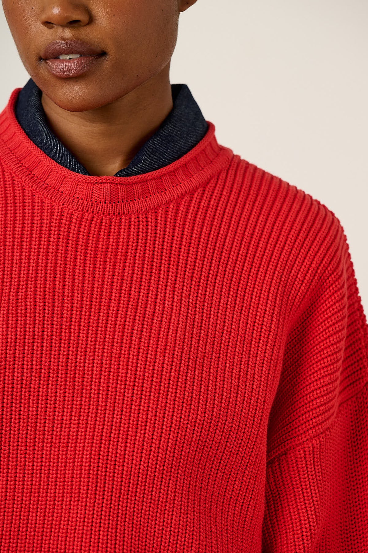 Areum - Oversized Jumper Organic Cotton Knit in Red