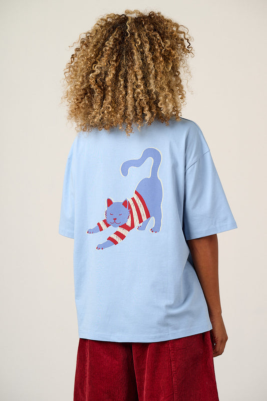 Benny - Oversized T-Shirt Organic Cotton in Knitted Cats