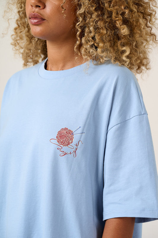 Benny - Oversized T-Shirt Organic Cotton in Knitted Cats