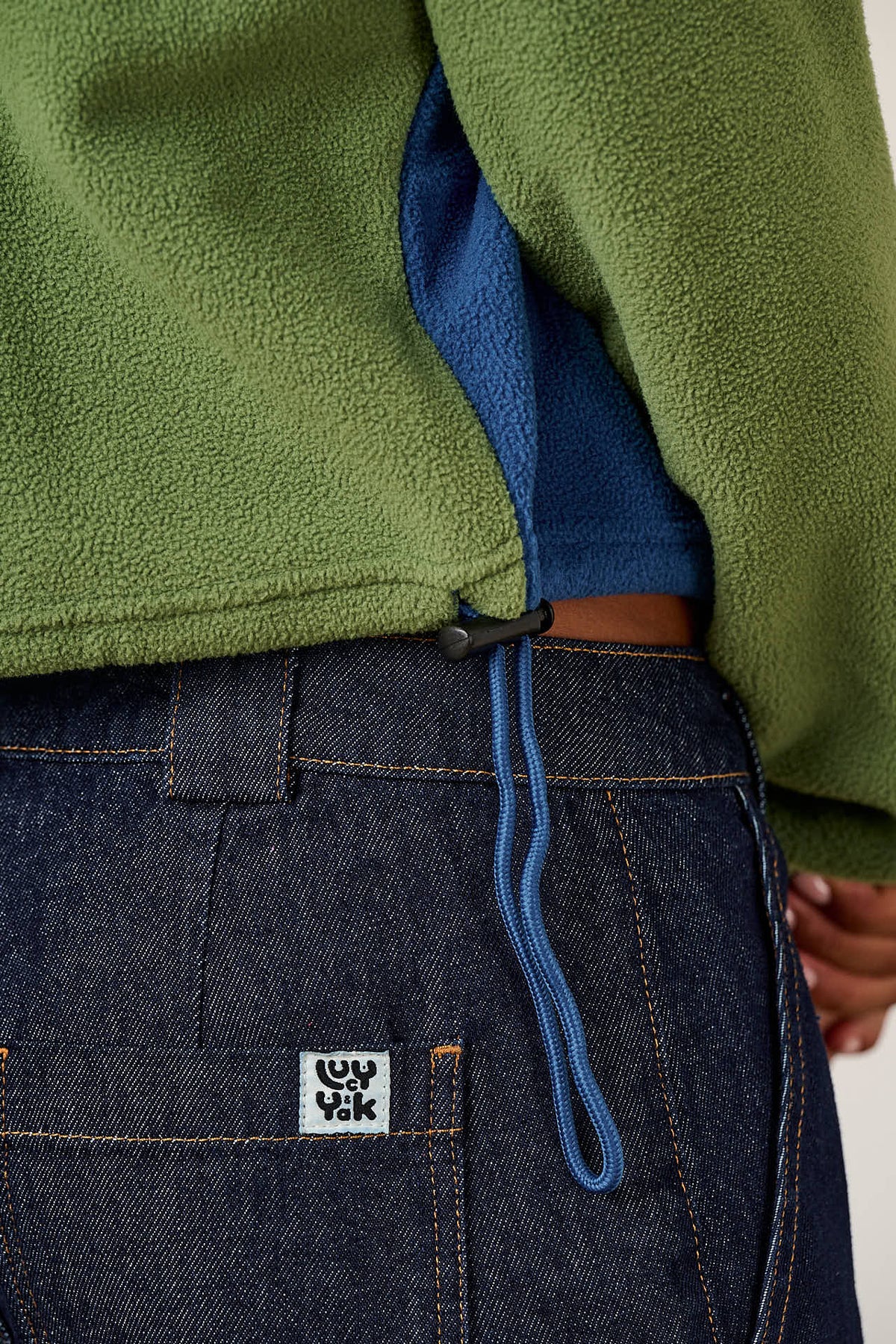 Blake - Cropped Fleece Recycled Polyester in Green, Purple and Blue Colourblock