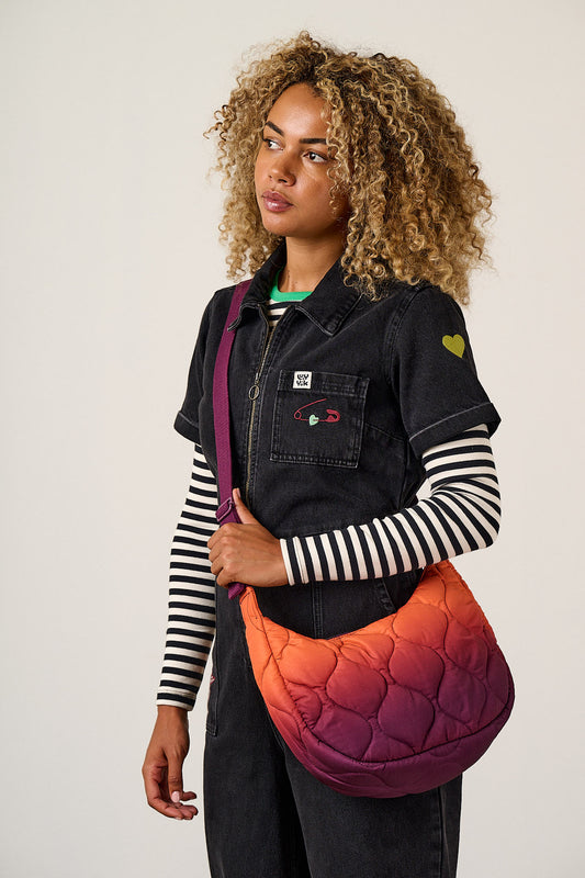 Bryony - Crossbody Quilted Bag Recycled Polyester in Orange Ombre
