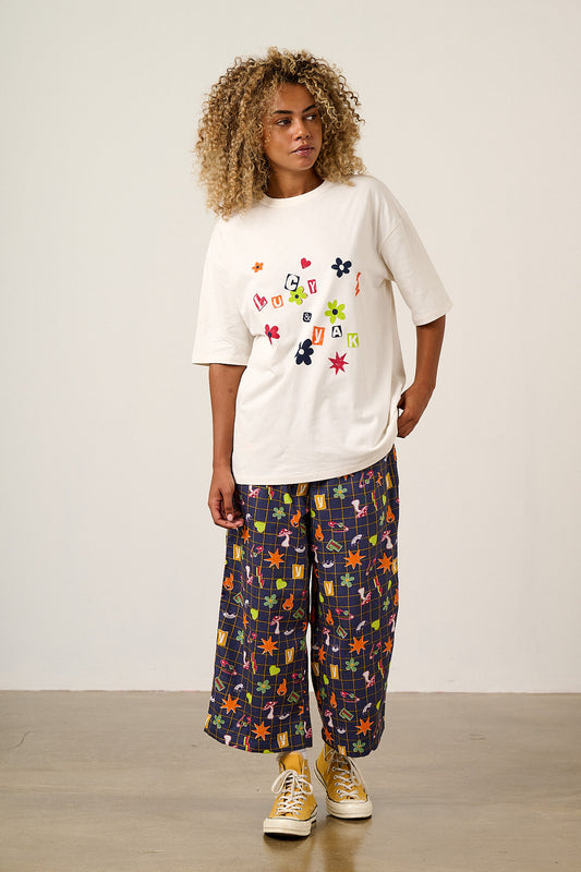 Chuck - Wide Leg Trousers Organic Cotton in Punk Energy Grid