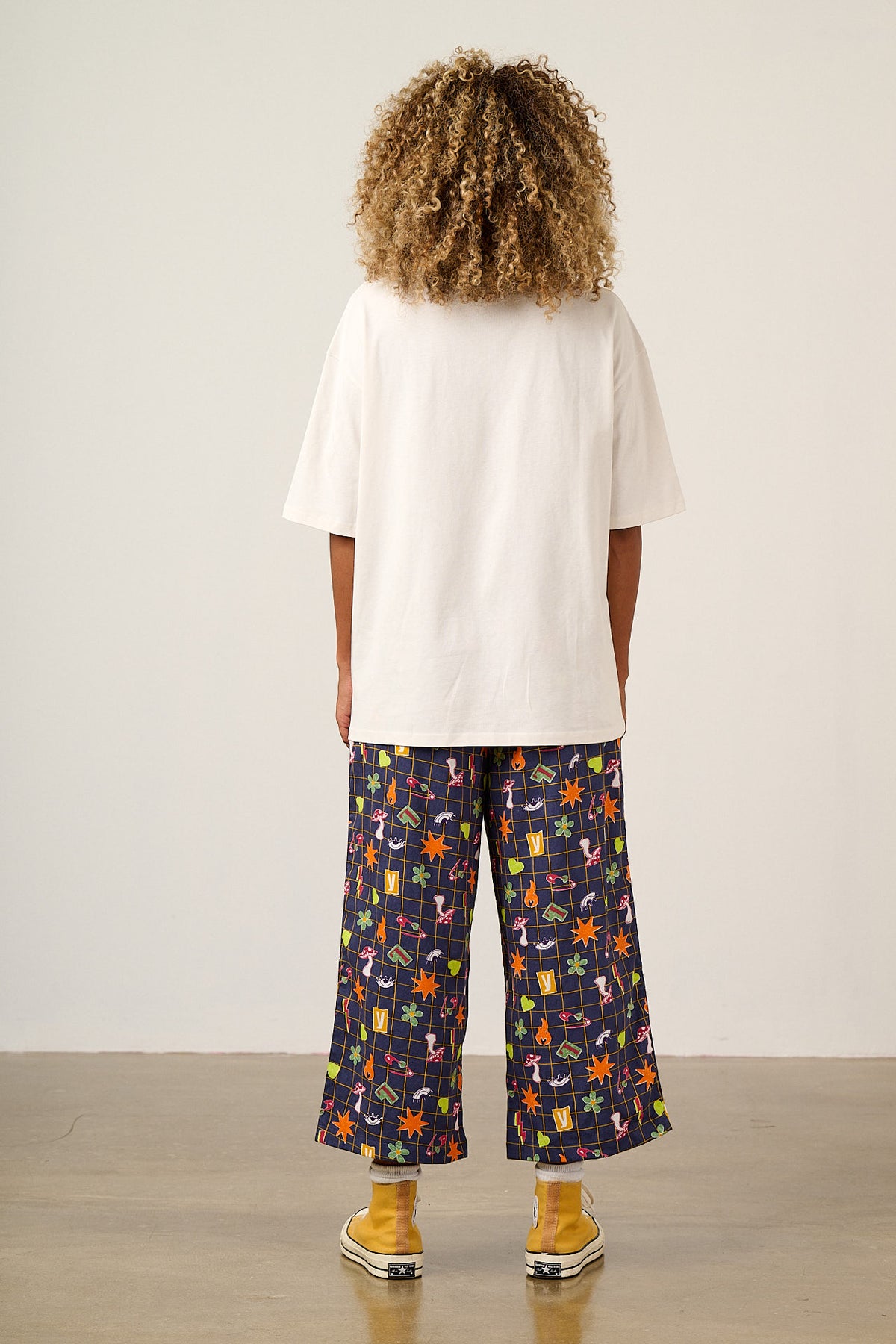 Chuck - Wide Leg Trousers Organic Cotton in Punk Energy Grid