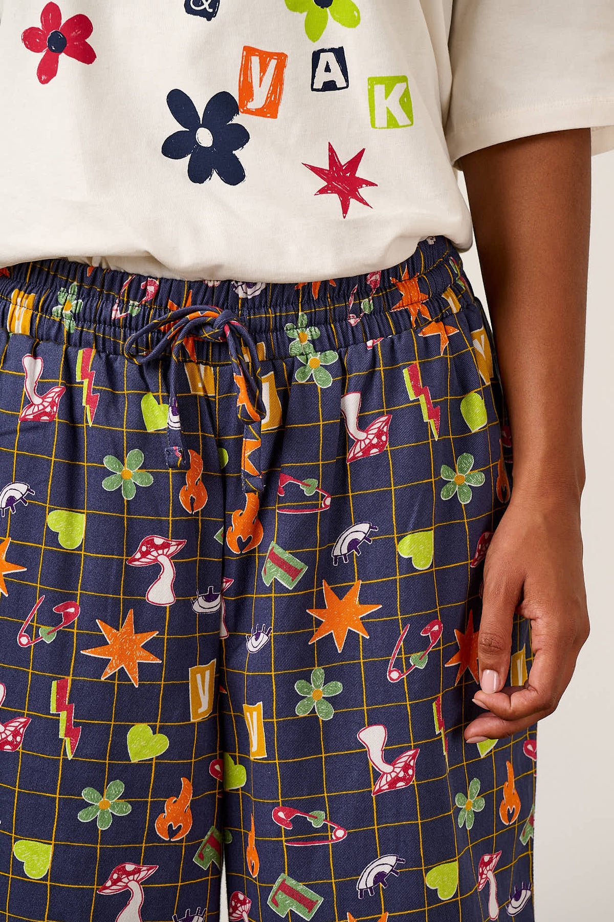Chuck - Wide Leg Trousers Organic Cotton in Punk Energy Grid