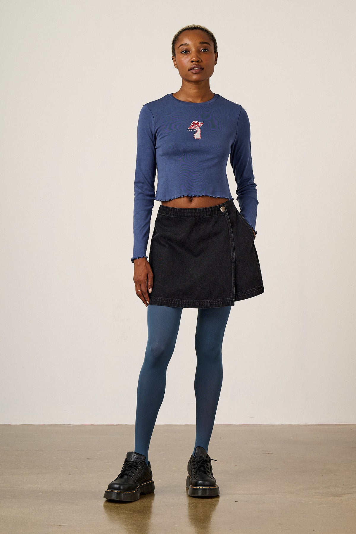Hansel - Long Sleeve Top Organic Cotton in Mushroom Embroidery