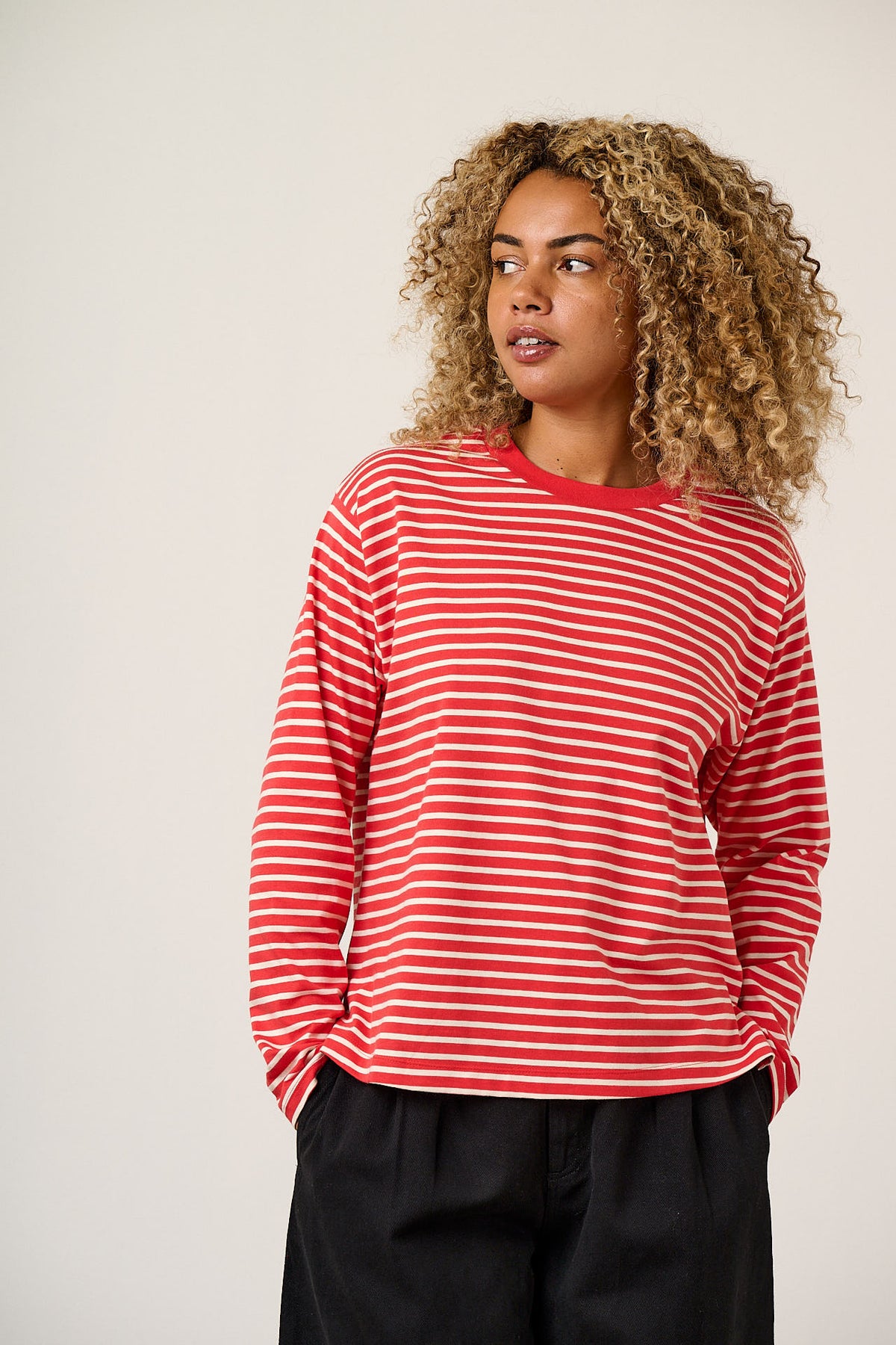 Mysen - Long Sleeve T-Shirt Organic Cotton in Red Stripe