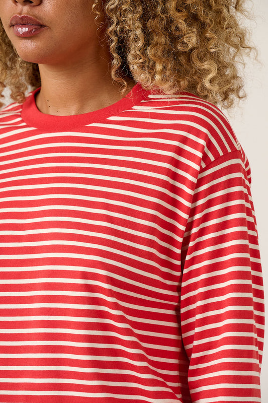 Mysen - Long Sleeve T-Shirt Organic Cotton in Red Stripe