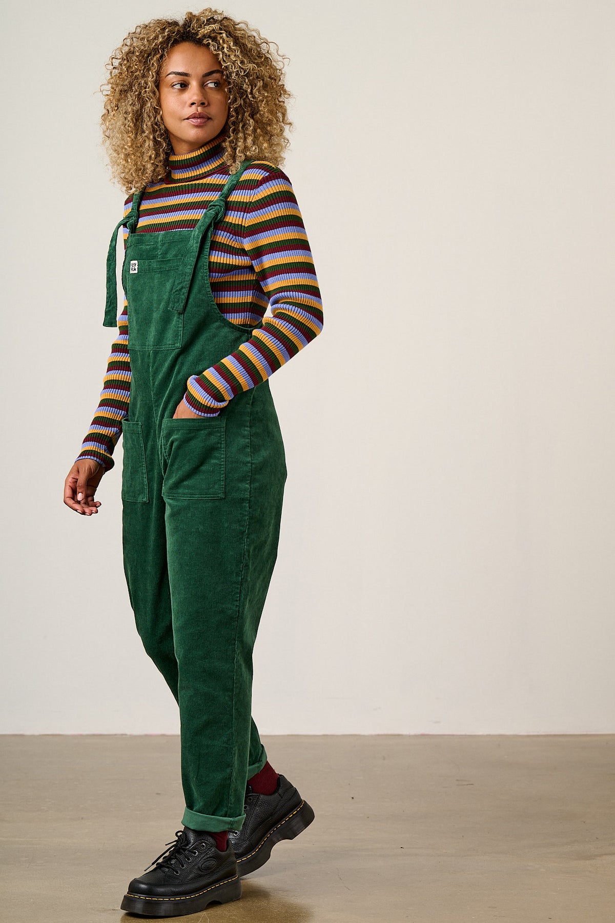 Original - Straight Leg Dungarees Organic Cotton Corduroy in Dark Green
