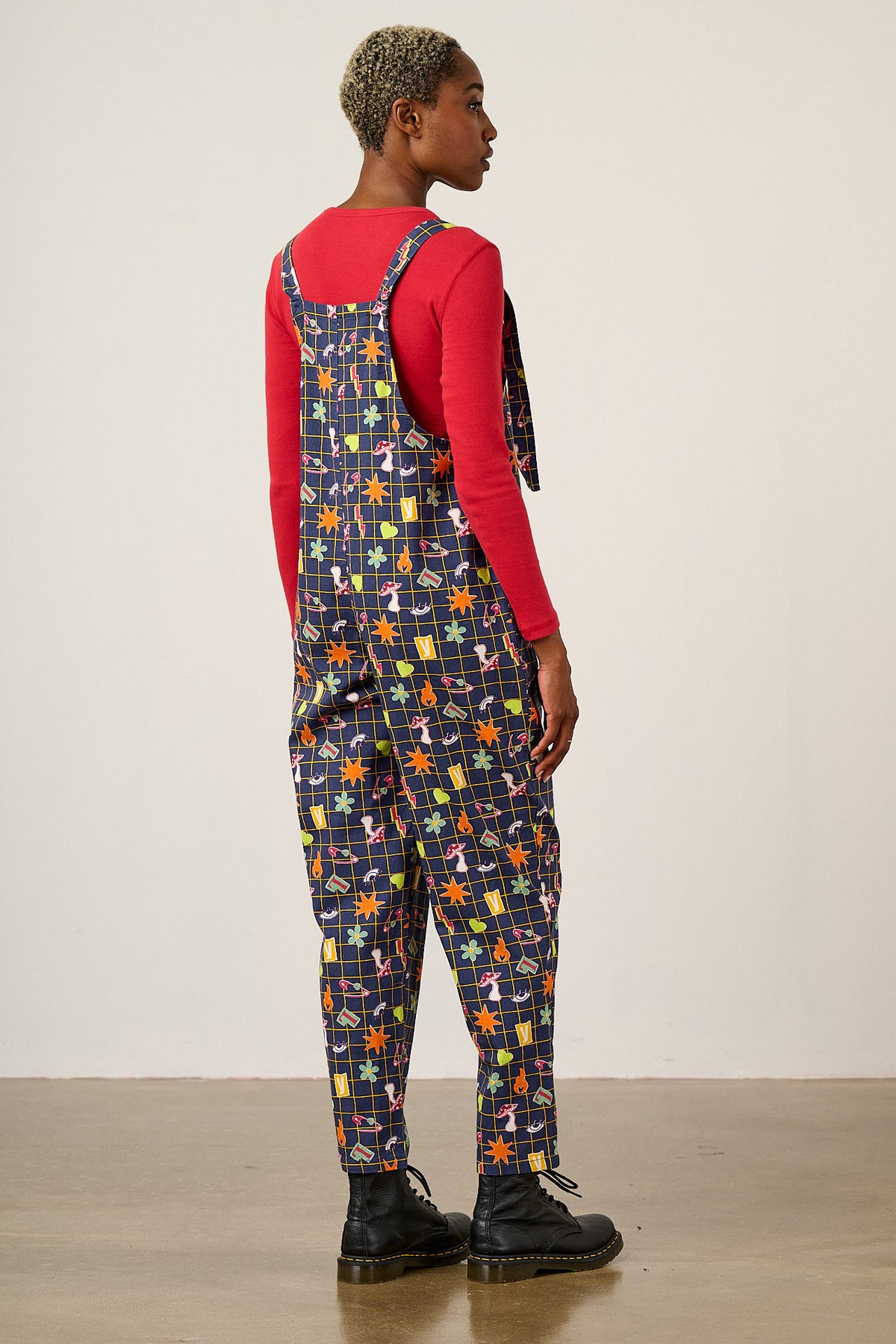 Original - Straight Leg Dungarees Organic Cotton in Punk Energy Grid Motif