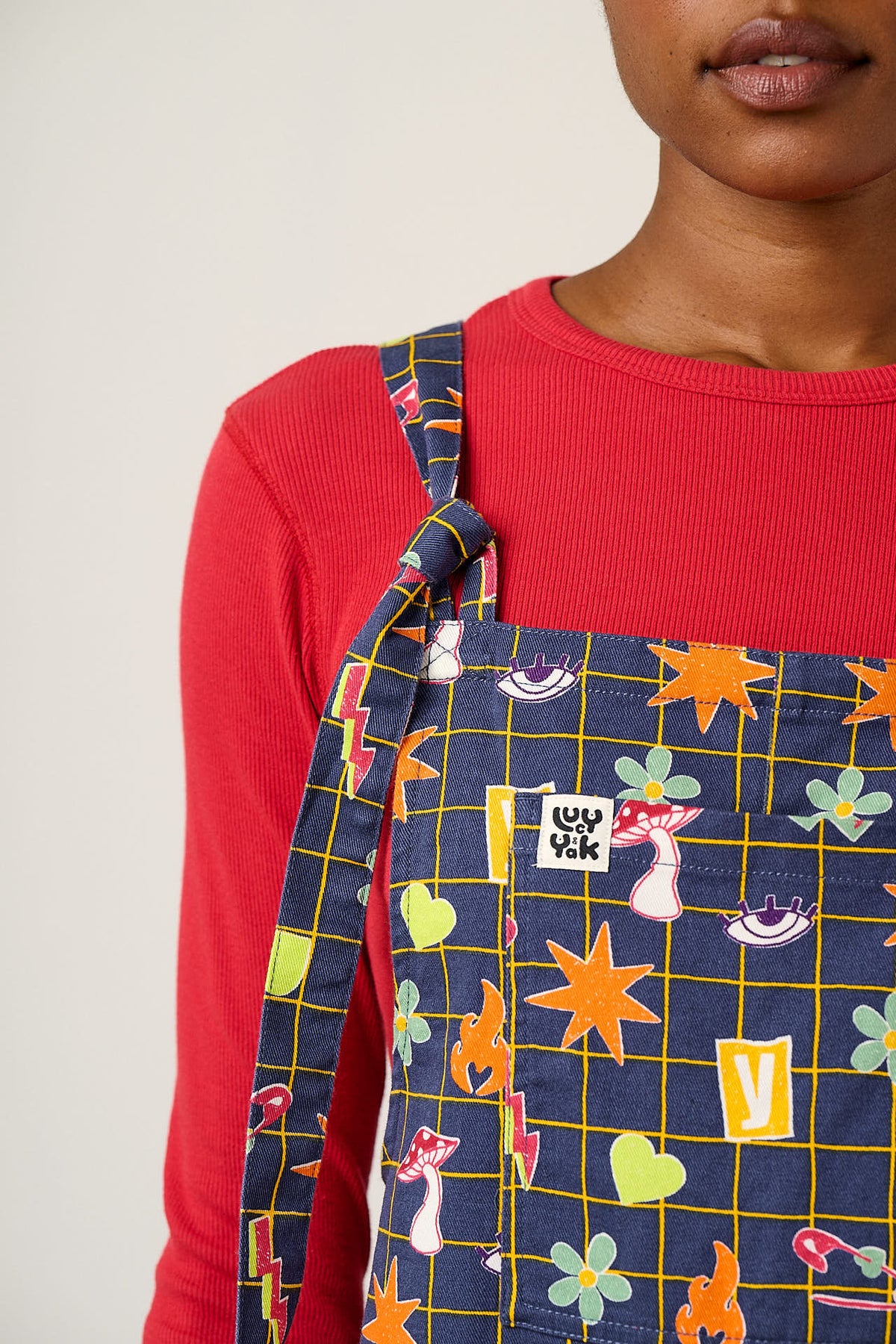 Original - Straight Leg Dungarees Organic Cotton in Punk Energy Grid Motif