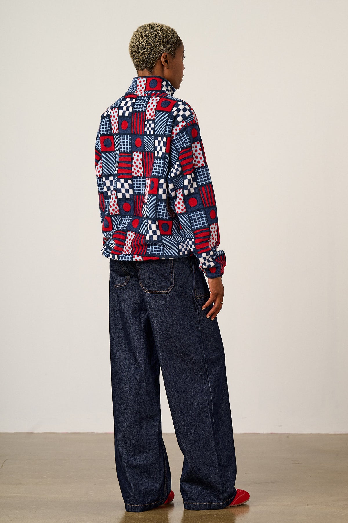 Stevie - Polar Fleece Recycled Polyester in Ahoy There Checkerboard