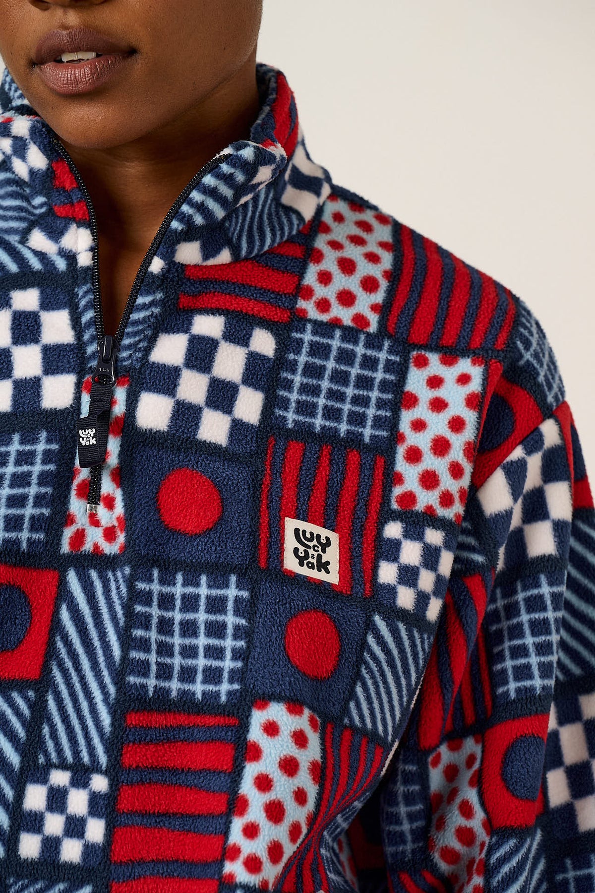Stevie - Polar Fleece Recycled Polyester in Ahoy There Checkerboard