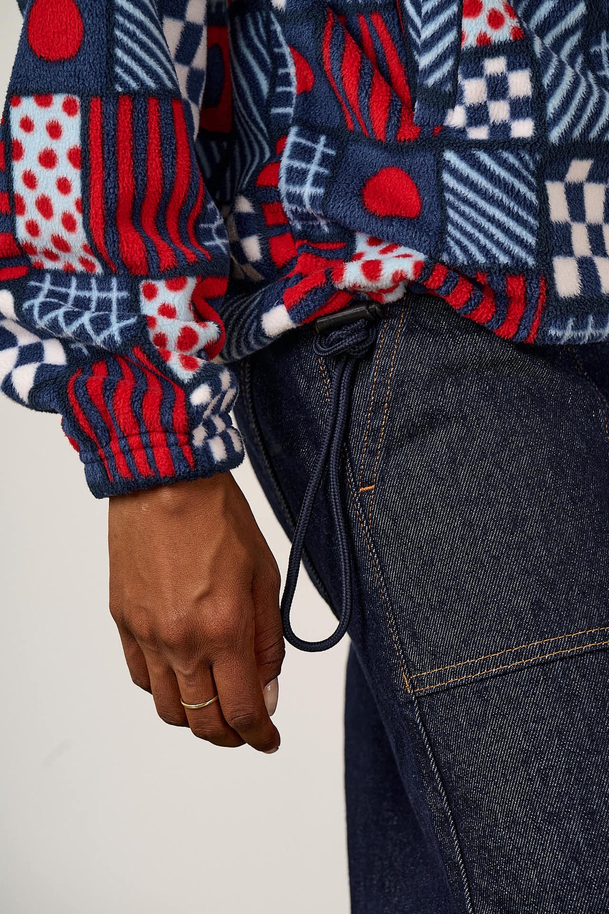 Stevie - Polar Fleece Recycled Polyester in Ahoy There Checkerboard