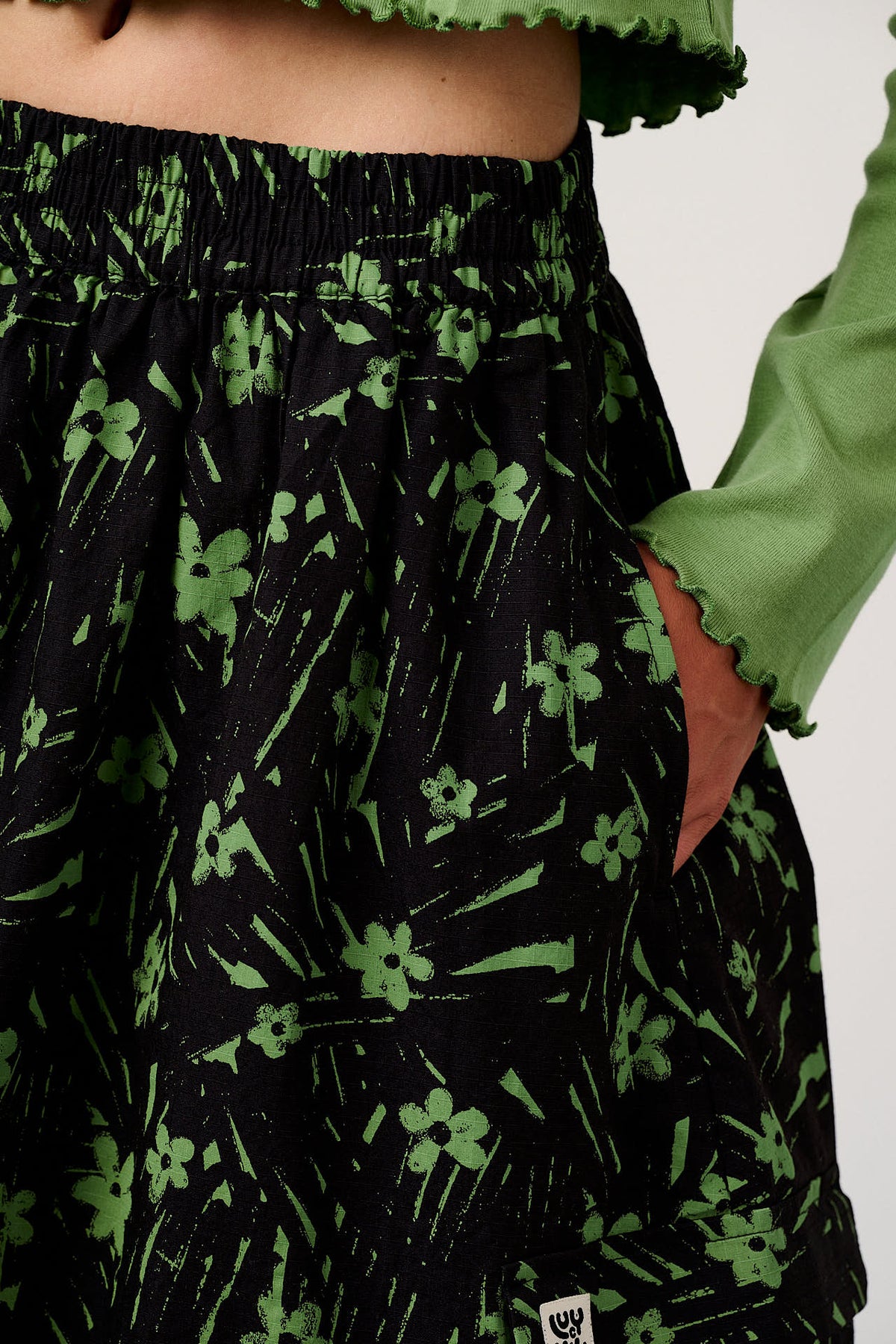 Dakota - Midi Skirt Organic Cotton Ripstop in Punk Scribble Floral