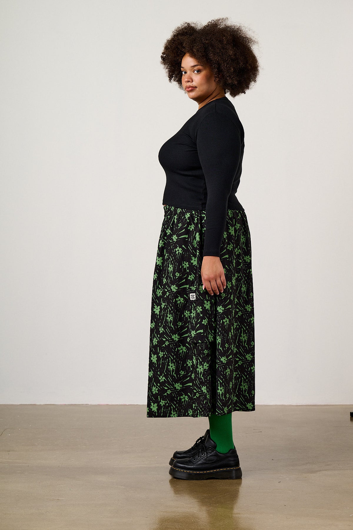 Dakota - Midi Skirt Organic Cotton Ripstop in Punk Scribble Floral