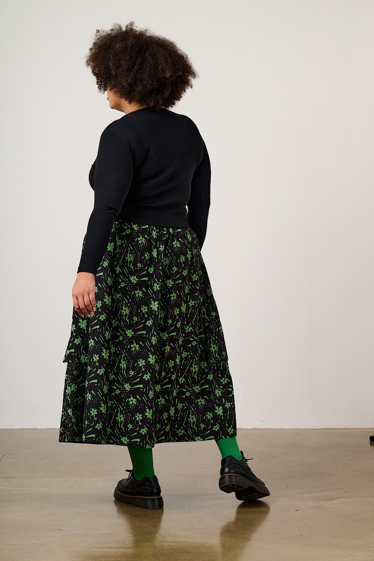Dakota - Midi Skirt Organic Cotton Ripstop in Punk Scribble Floral