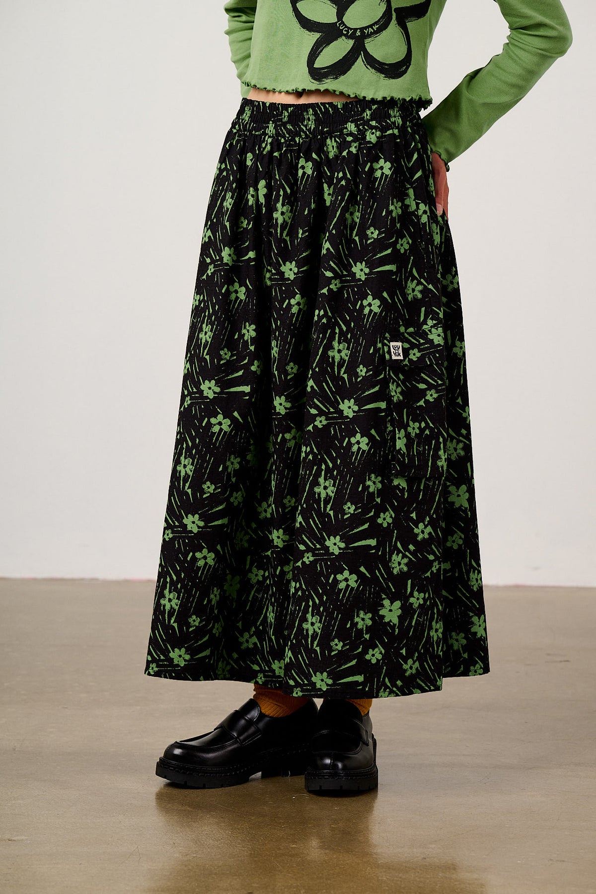 Dakota - Midi Skirt Organic Cotton Ripstop in Punk Scribble Floral